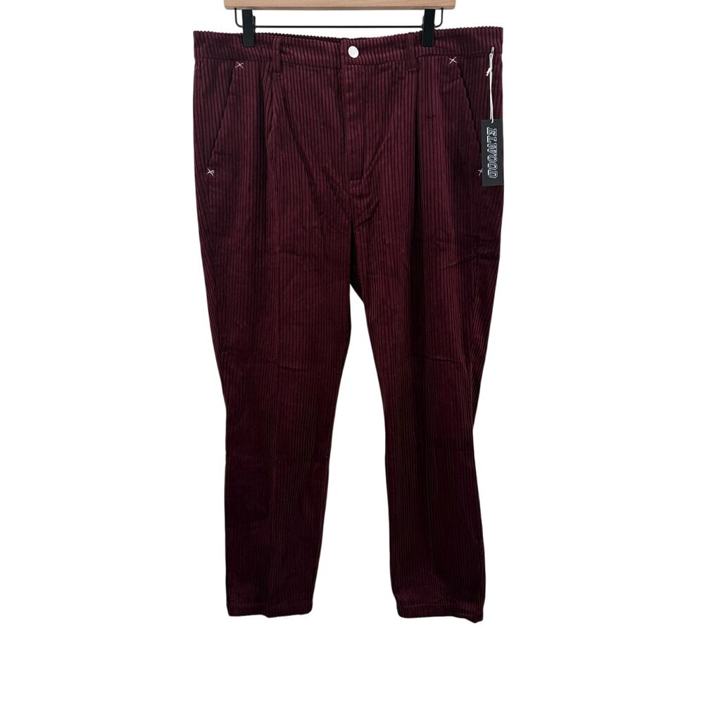 Elwood Corduroy Pants Men’s Size 36x27 NWT Cropped Trouser Burgundy Streetwear